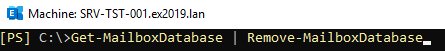 To remove the mailbox database, use the below command